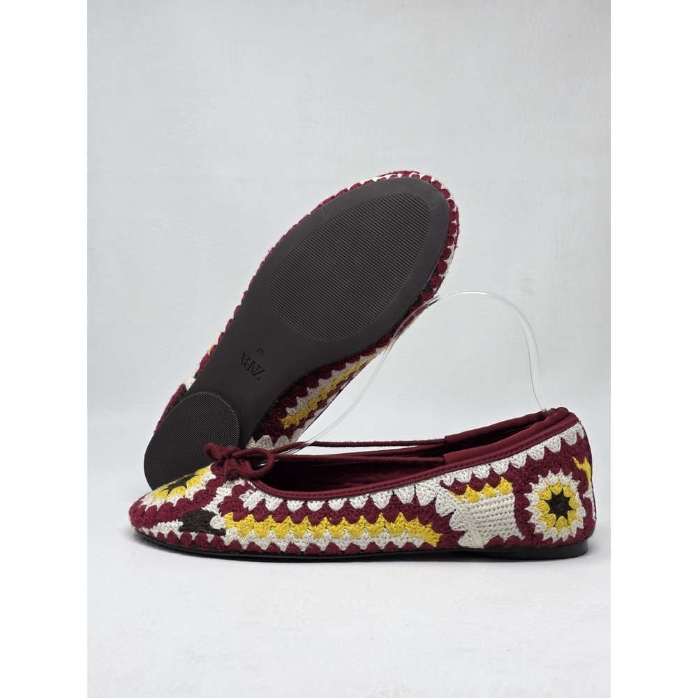 Zara Embroidered Crochet Ballet Womens Size EU 37 US 6.5 New